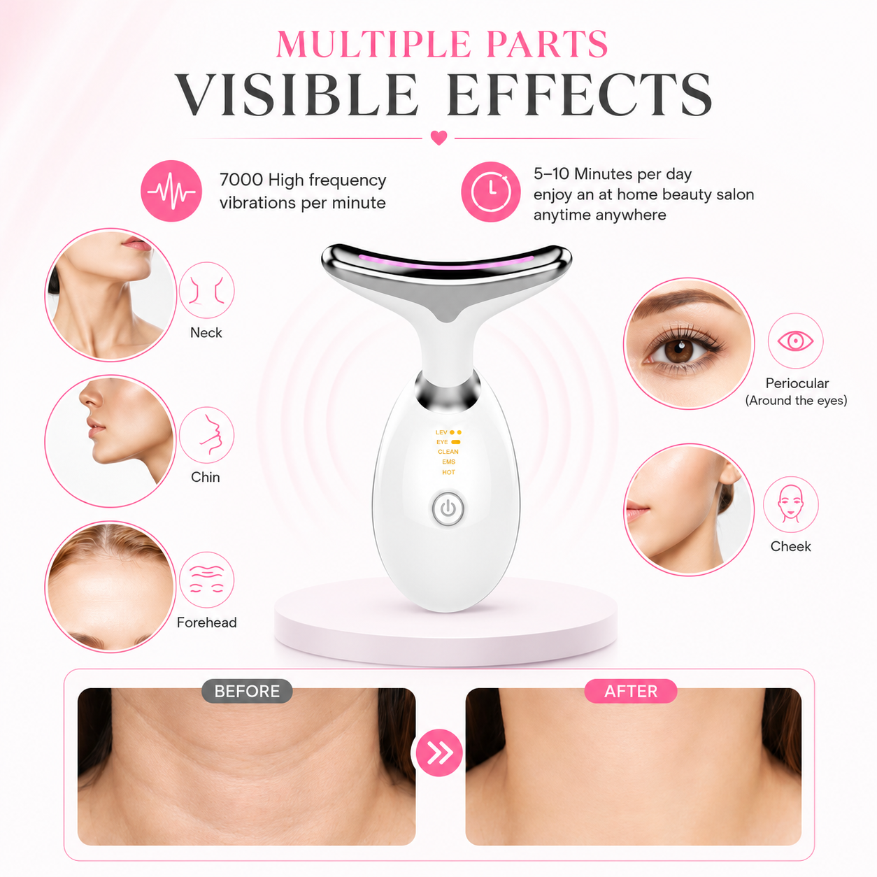 EMS Red Light Therapy Face & Neck Massager